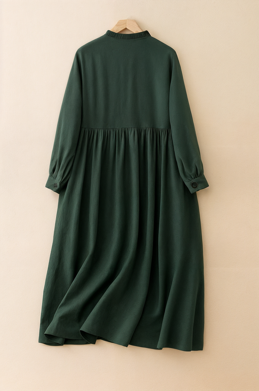 Women’s Solid Color Button-Down Casual Dress (With Pockets)