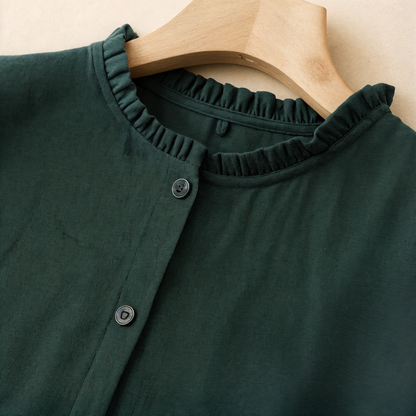 Women’s Solid Color Button-Down Casual Dress (With Pockets)